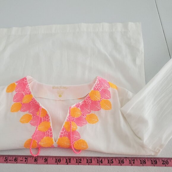 Lilly Pulitzer Womens Amelia Island Tunic Top Size S Embroidered Tasseled Beach - Picture 6 of 9